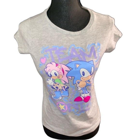 Sonic the Hedgehog Little/Big Girls Amy Rose and Sonic Youth Short Sleeve TShirt - Picture 1 of 11